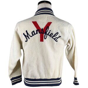 Vintage 1960s Champion Knitwear Mansfield YMCA Varsity Jacket XS White & Navy